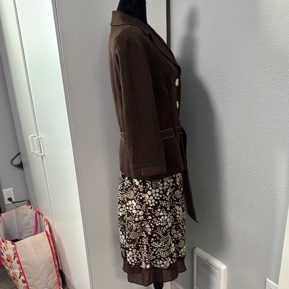 Studio I Chocolate Brown and Cream Midi Skirt and Jacket - Picture 3 of 4